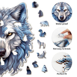 Alternative view of Wooden Jigsaw Puzzle – Resolute Snow Wolf