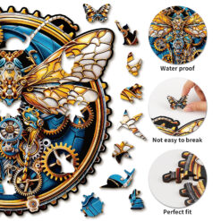 Alternative view of Wooden Jigsaw Puzzle – Retro Mechanical Butterfly