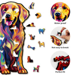 Alternative view of Wooden Jigsaw Puzzle – Smile Golden retriever
