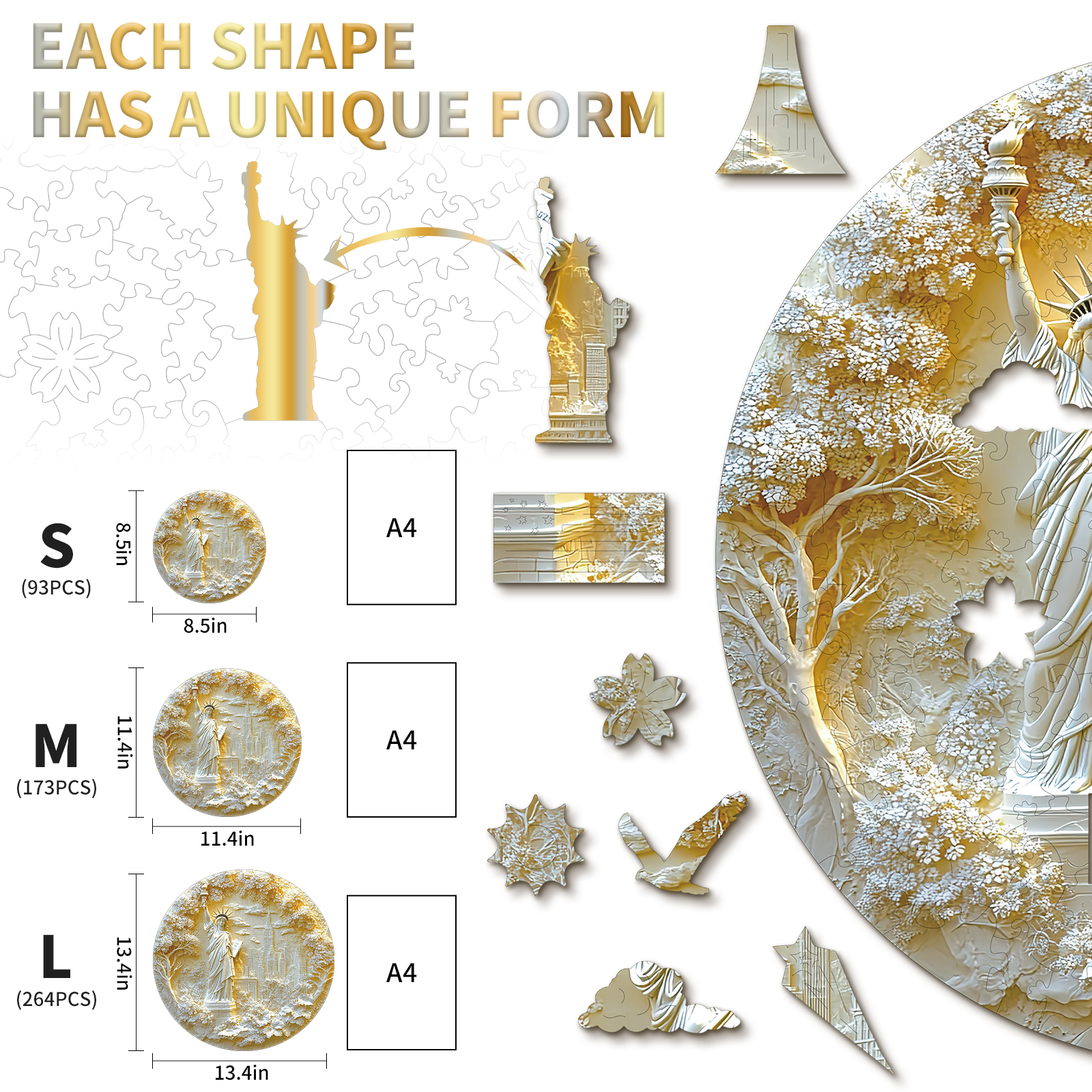 Wooden Jigsaw Puzzle – Statue of Liberty - Image 5