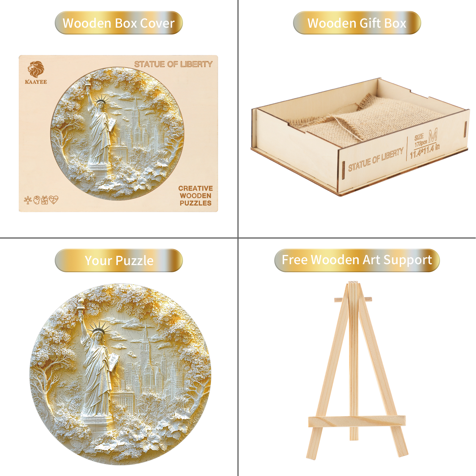 Wooden Jigsaw Puzzle – Statue of Liberty - Image 3