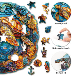 Alternative view of Wooden Jigsaw Puzzle –  Steady Sea Turtle