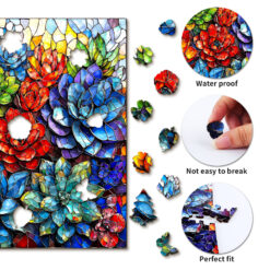 Alternative view of Wooden Jigsaw Puzzle – succulents