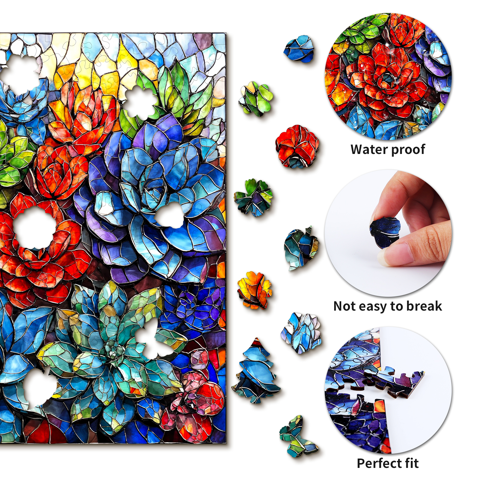 Wooden Jigsaw Puzzle – succulents - Image 2