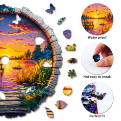 Alternative view of Wooden Jigsaw Puzzle – Sunset by the Lake