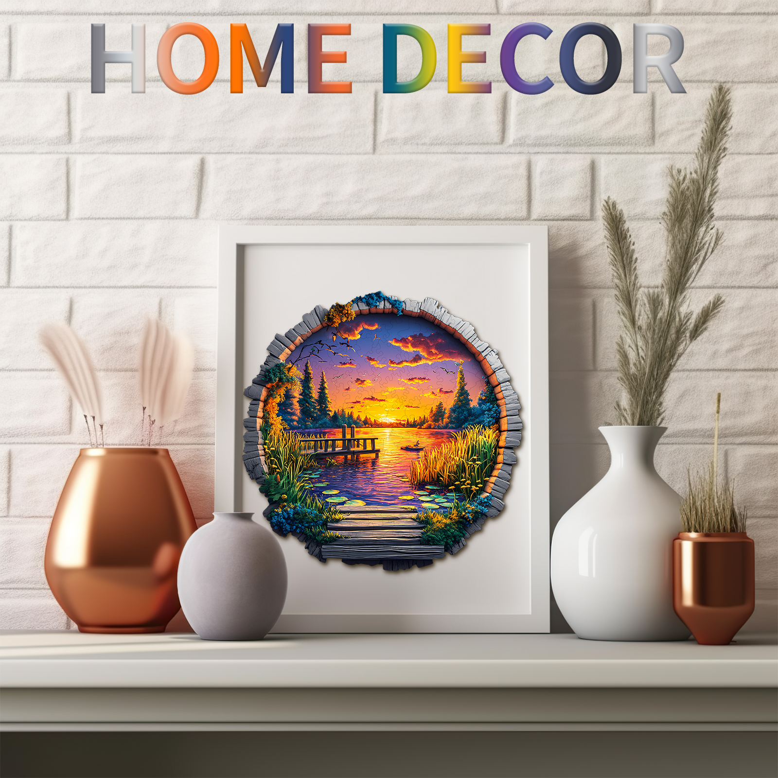 Wooden Jigsaw Puzzle – Sunset by the Lake - Image 8