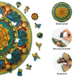 Alternative view of Wooden Jigsaw Puzzle –  Vintage Mandala