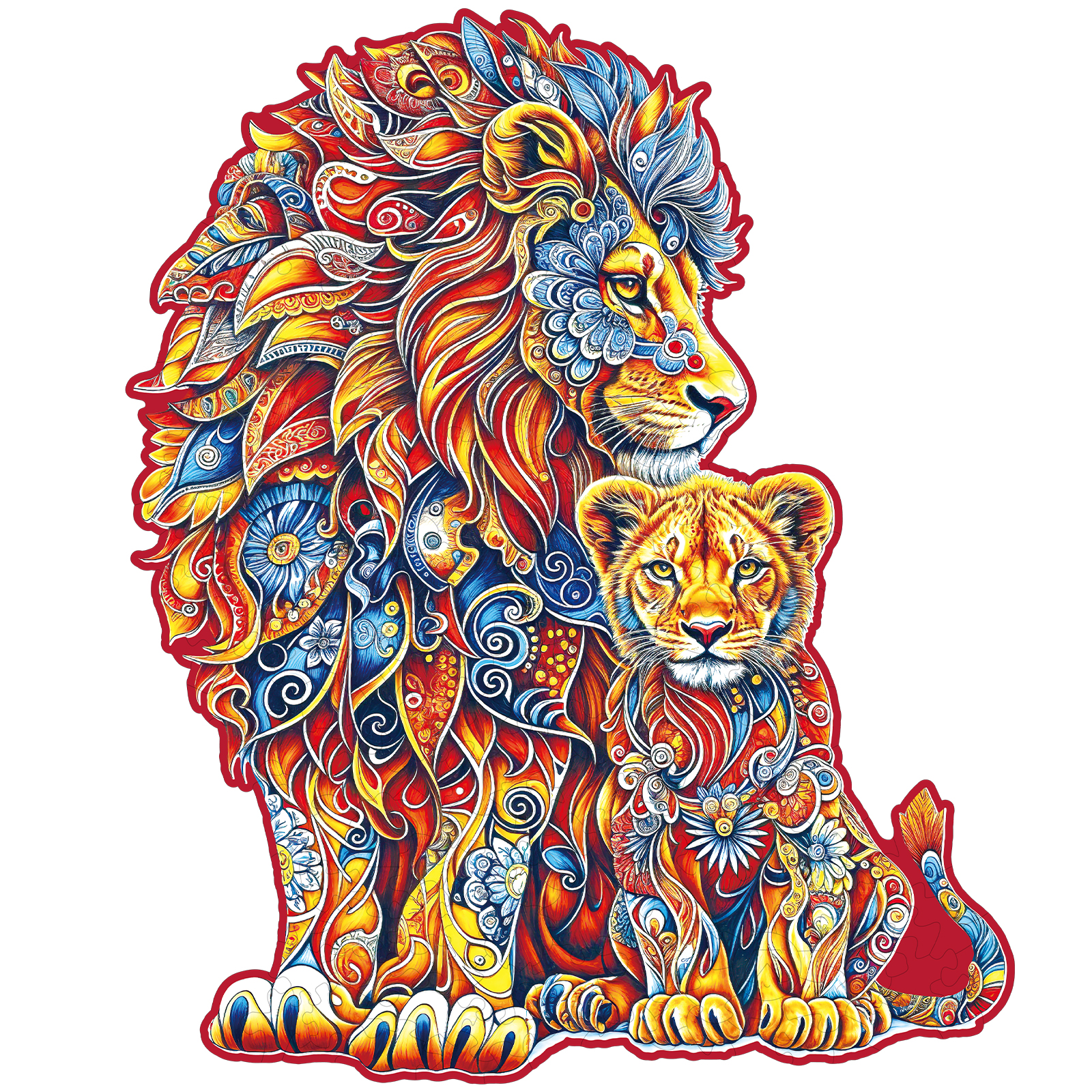 Wooden Jigsaw Puzzle – Warm Parent-Child Lion
