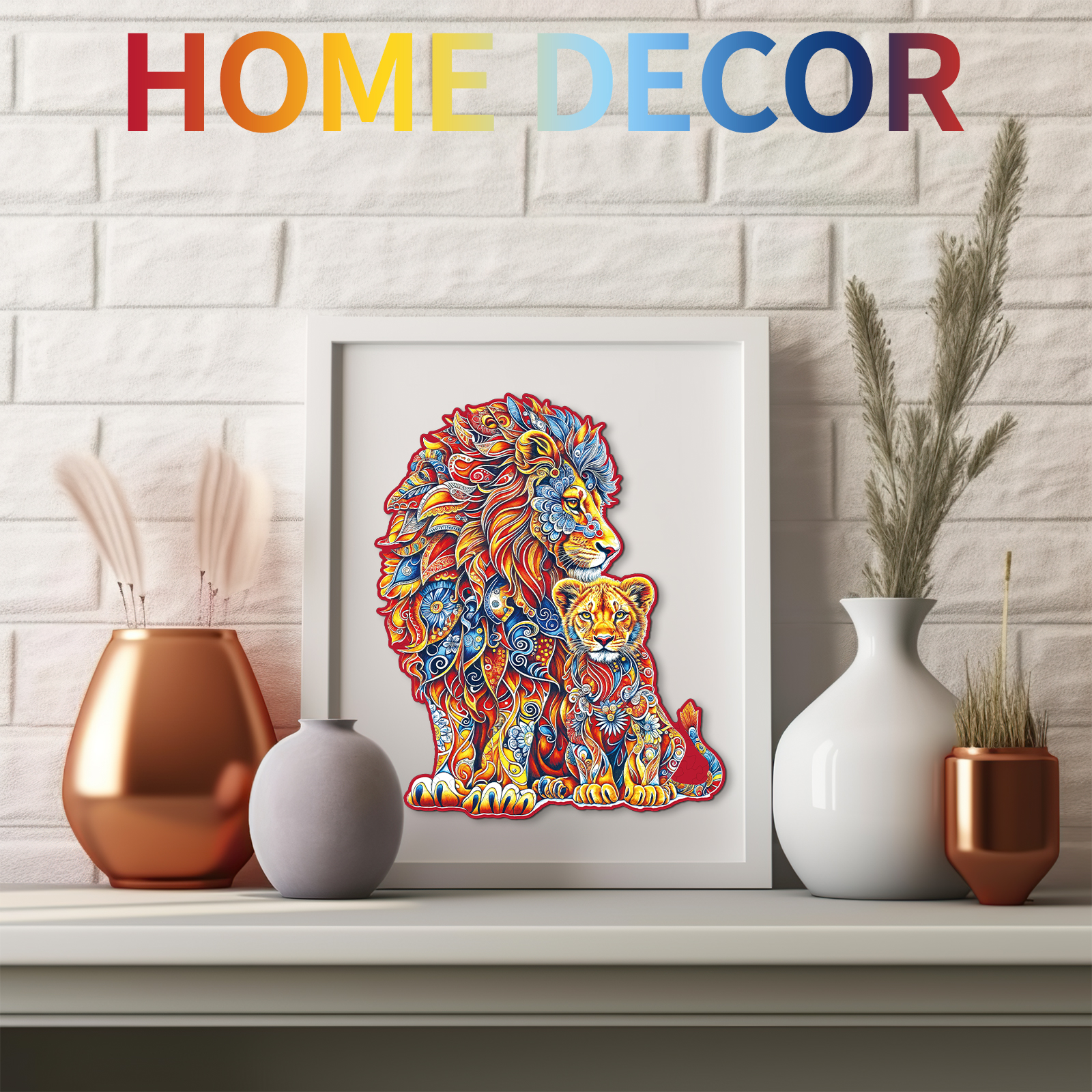 Wooden Jigsaw Puzzle – Warm Parent-Child Lion - Image 7