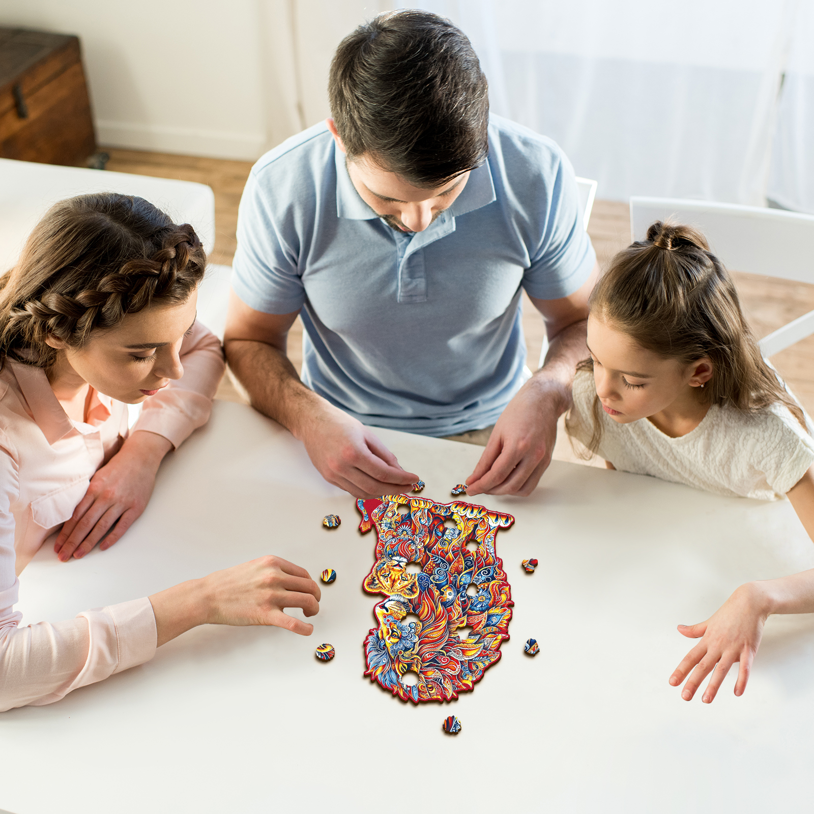 Wooden Jigsaw Puzzle – Warm Parent-Child Lion - Image 6
