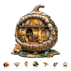 Alternative view of Wooden Jigsaw Puzzle – Acorn mouse