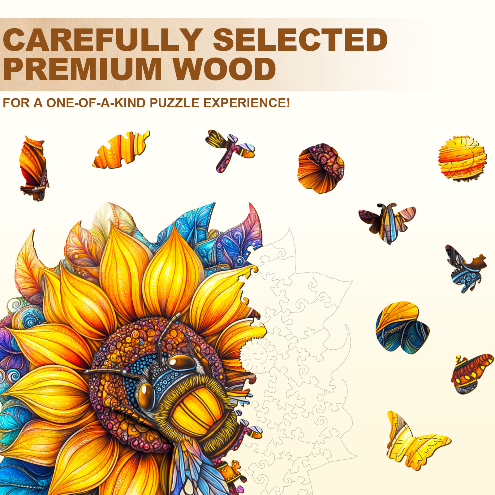 Wooden Jigsaw Puzzle –Bee in Bloom - Image 5