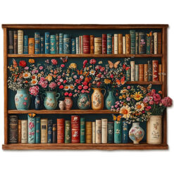 Wooden Jigsaw Puzzle – Bookshelf Flower