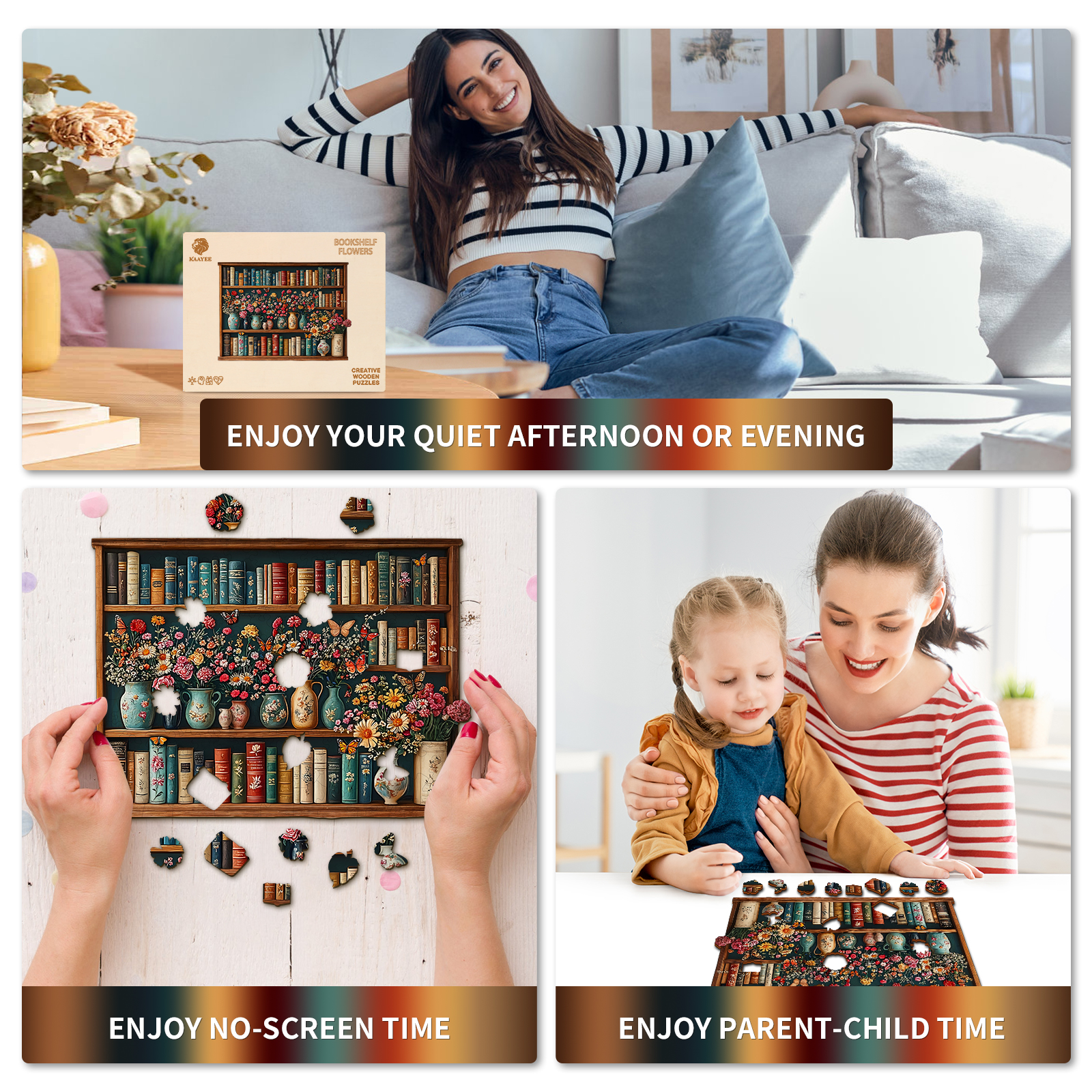 Wooden Jigsaw Puzzle – Bookshelf Flower - Image 6