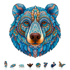 Alternative view of Wooden Jigsaw Puzzle –Colorful bear