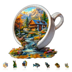 Alternative view of Wooden Jigsaw Puzzle – Cup of Serenity