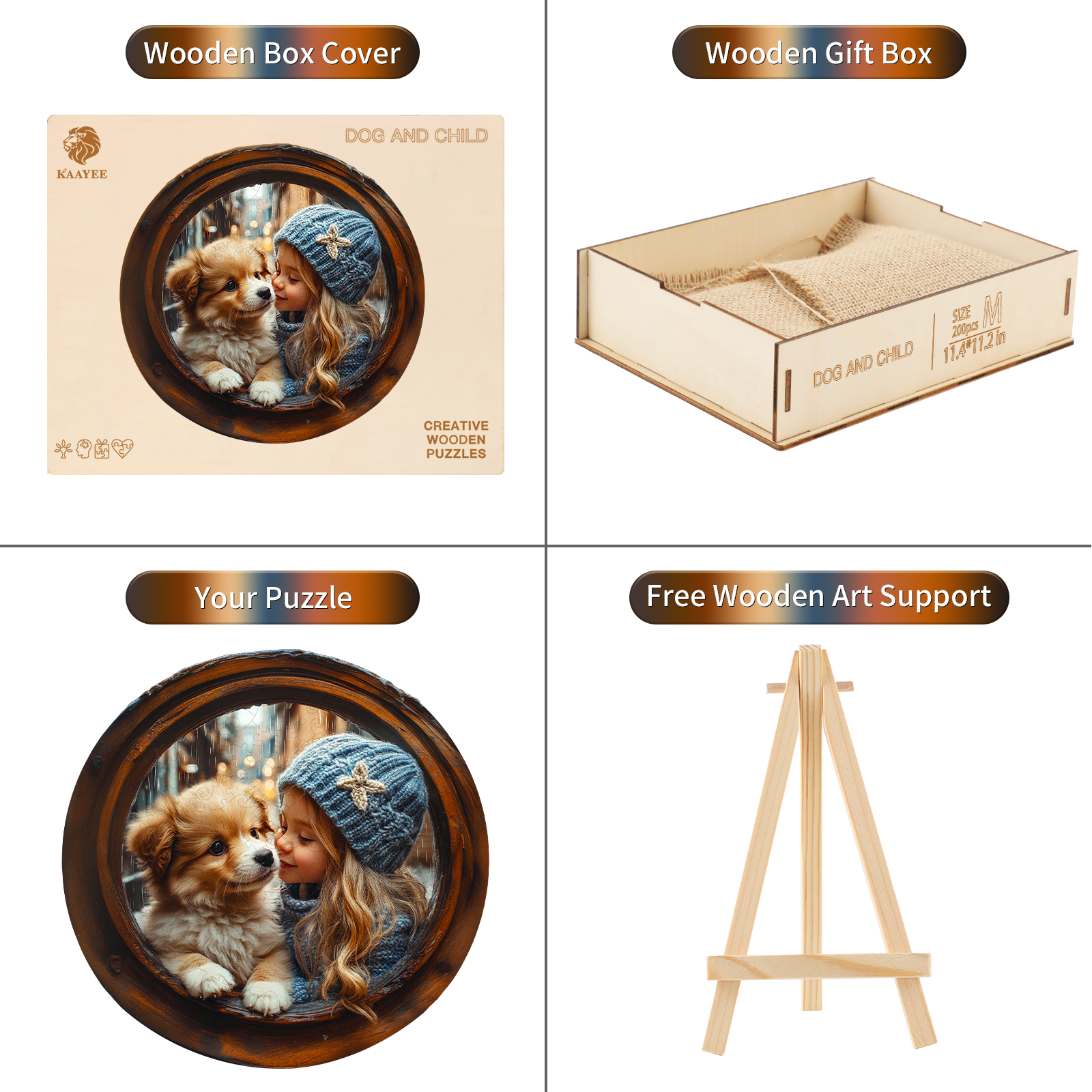 Wooden Jigsaw Puzzle – dog and child - Image 3