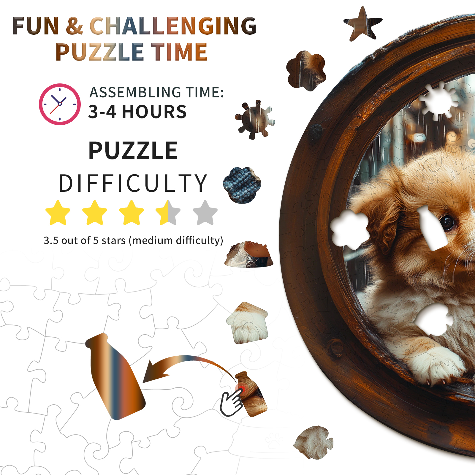 Wooden Jigsaw Puzzle – dog and child - Image 4