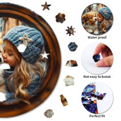 Alternative view of Wooden Jigsaw Puzzle – dog and child