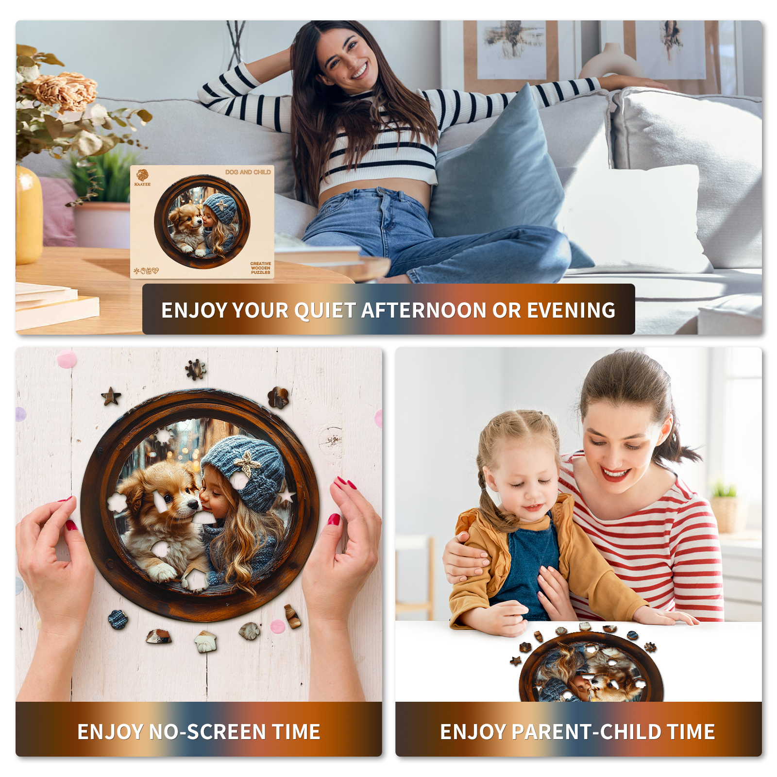 Wooden Jigsaw Puzzle – dog and child - Image 6