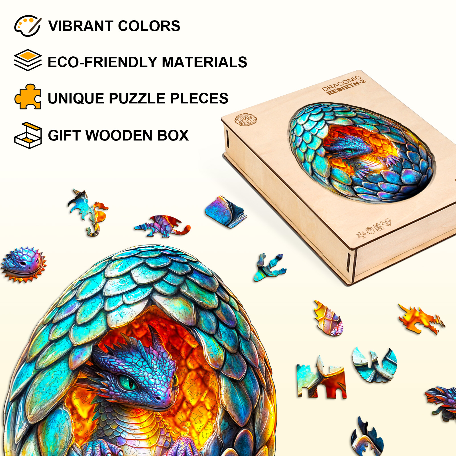 Wooden Jigsaw Puzzle – Draconic Rebirth-2 - Image 5