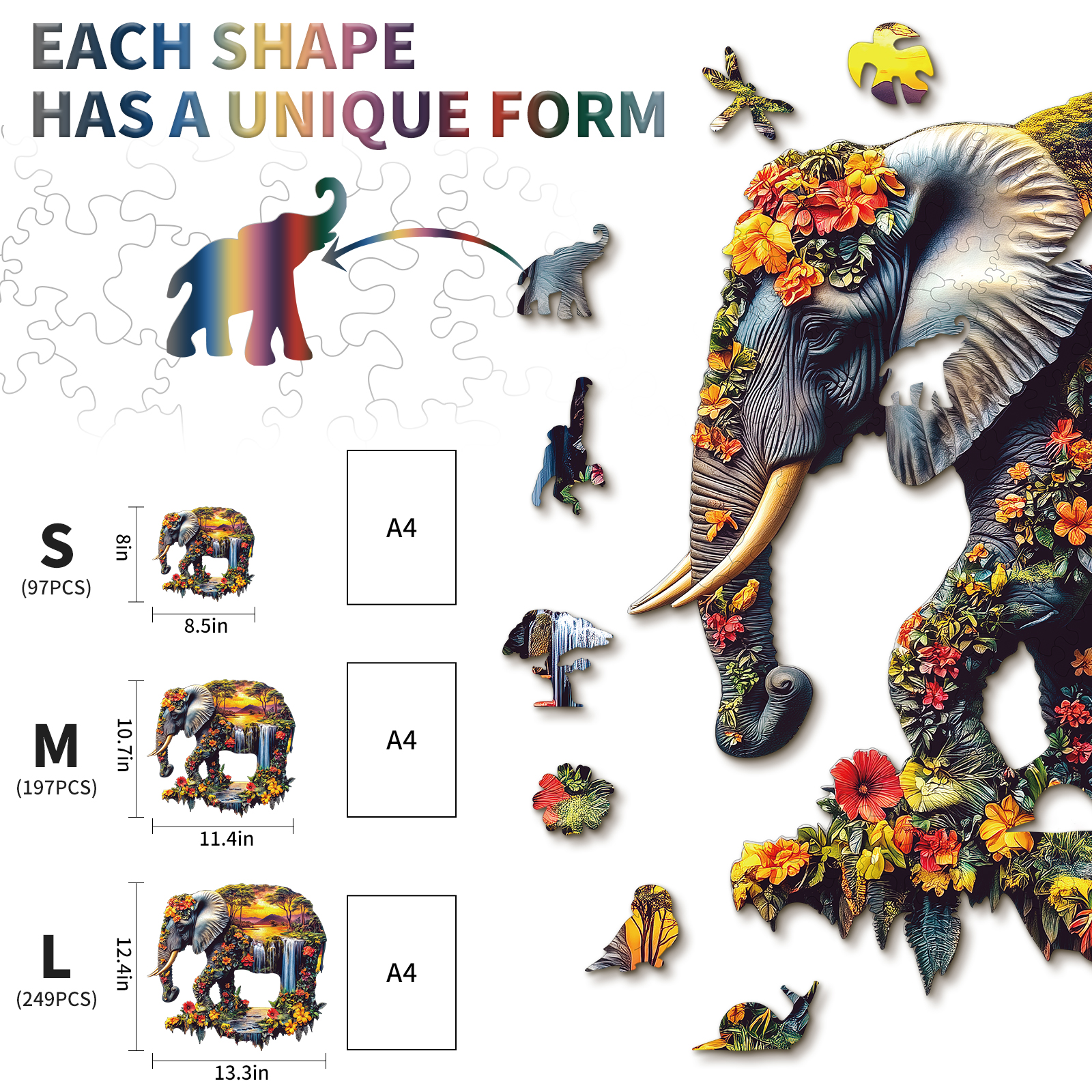 Wooden Jigsaw Puzzle – Elephant Eden - Image 5