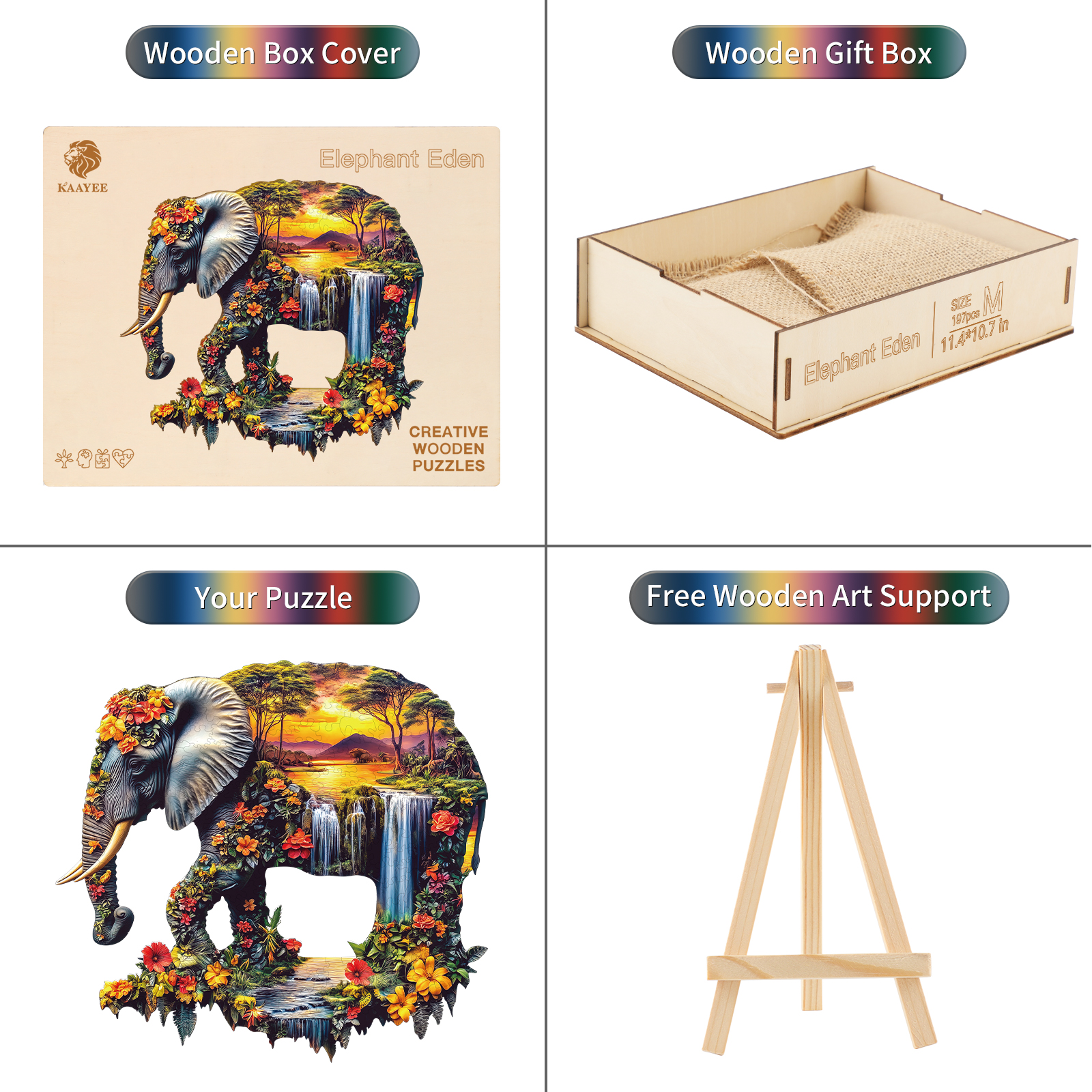 Wooden Jigsaw Puzzle – Elephant Eden - Image 3