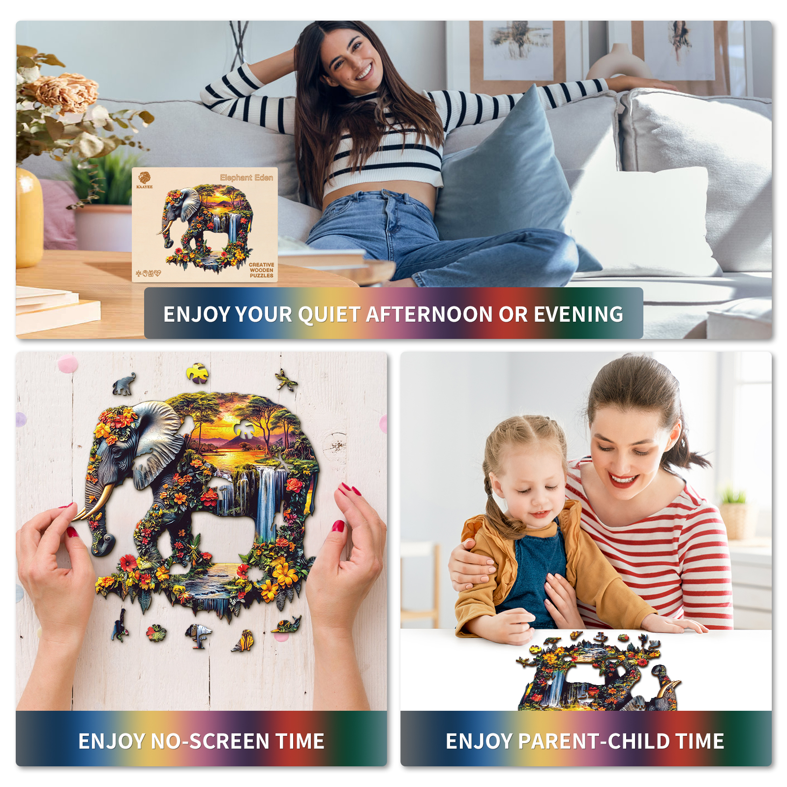 Wooden Jigsaw Puzzle – Elephant Eden - Image 6