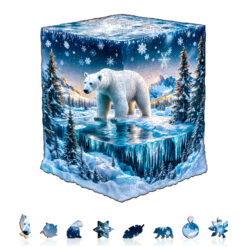 Alternative view of Wooden Jigsaw Puzzle – Frozen polar bears-2