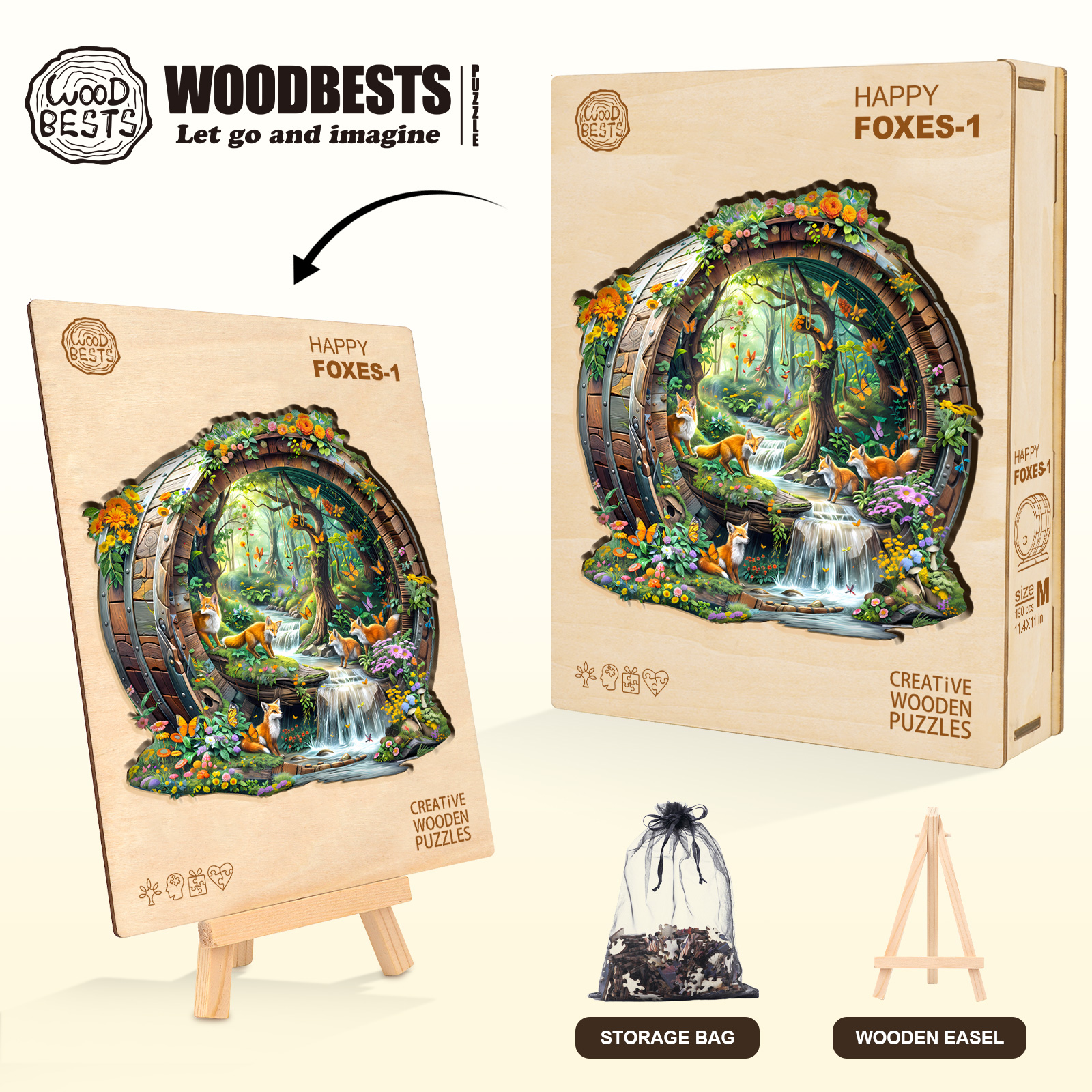 Wooden Jigsaw Puzzle – Happy foxes-1 - Image 4