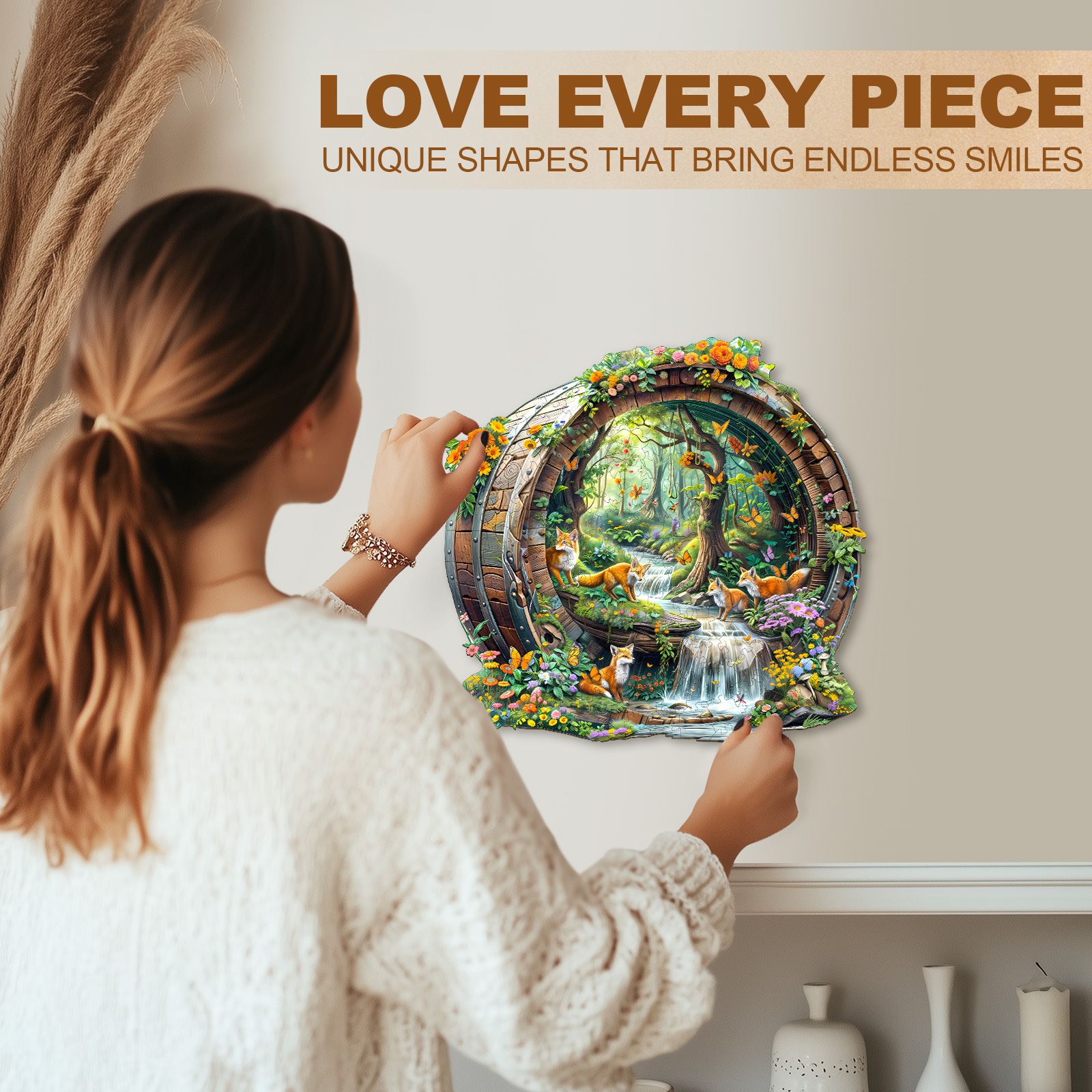 Wooden Jigsaw Puzzle – Happy foxes-1 - Image 10