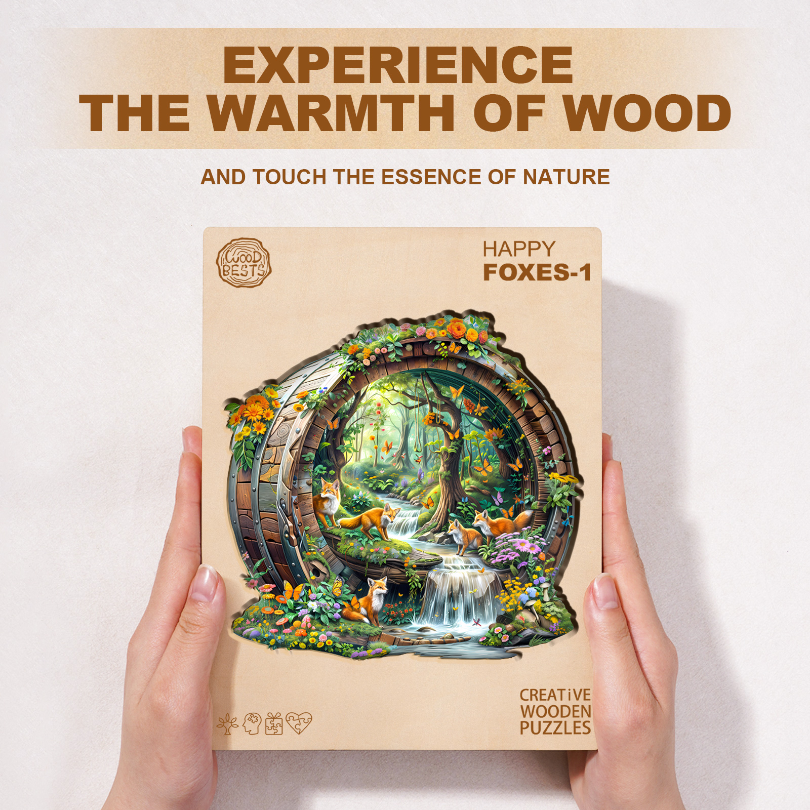 Wooden Jigsaw Puzzle – Happy foxes-1 - Image 7