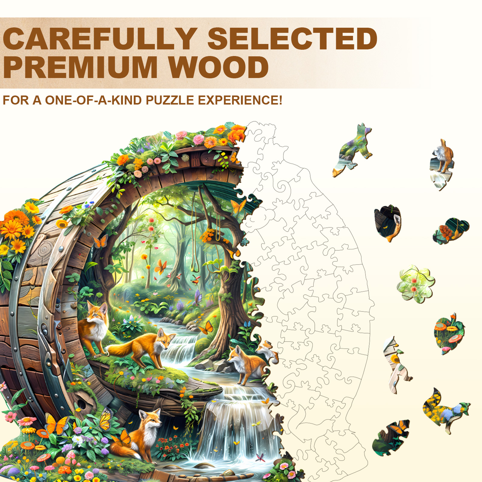 Wooden Jigsaw Puzzle – Happy foxes-1 - Image 6