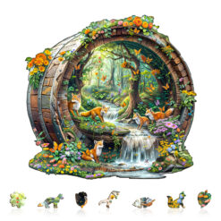 Alternative view of Wooden Jigsaw Puzzle – Happy foxes-1