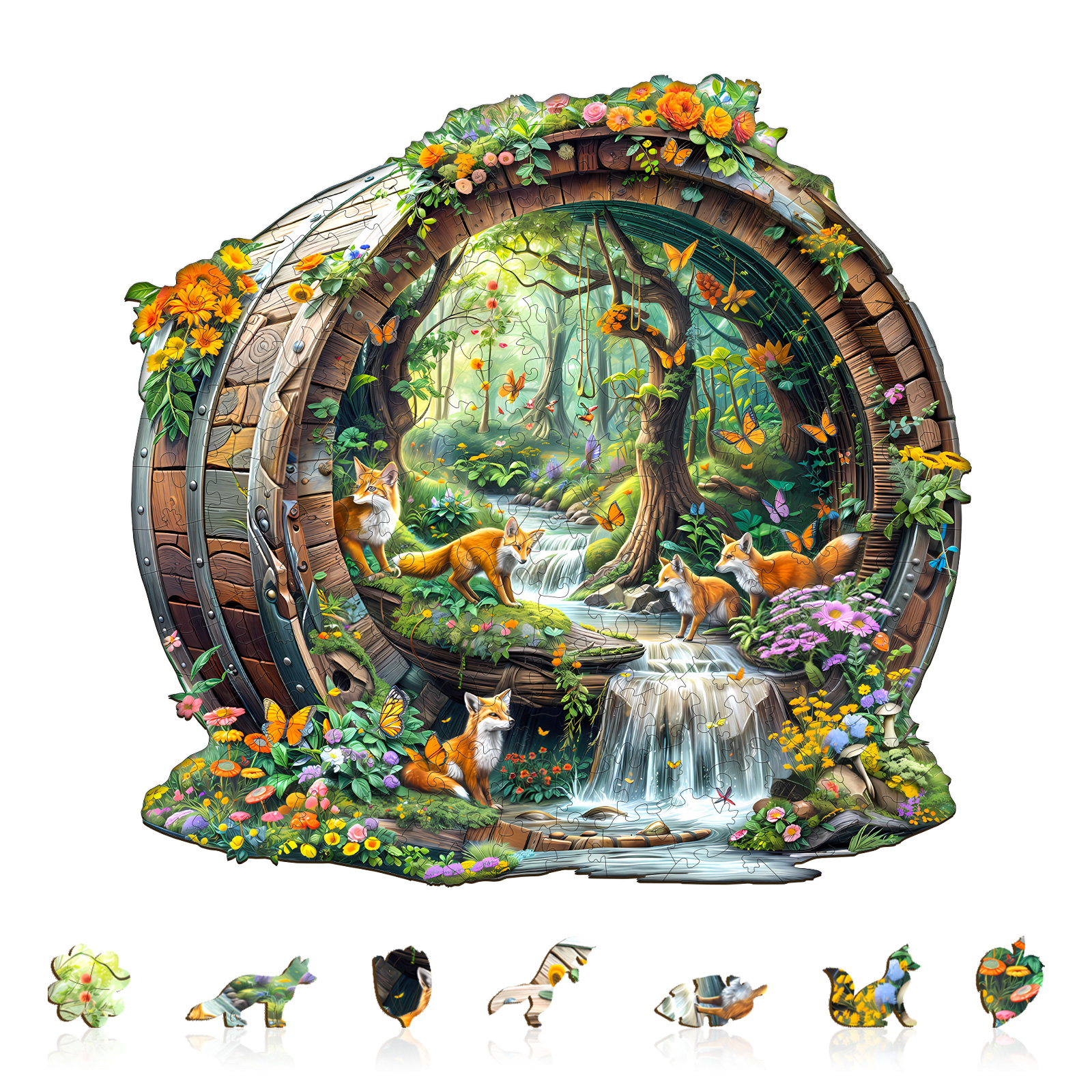 Wooden Jigsaw Puzzle – Happy foxes-1 - Image 2