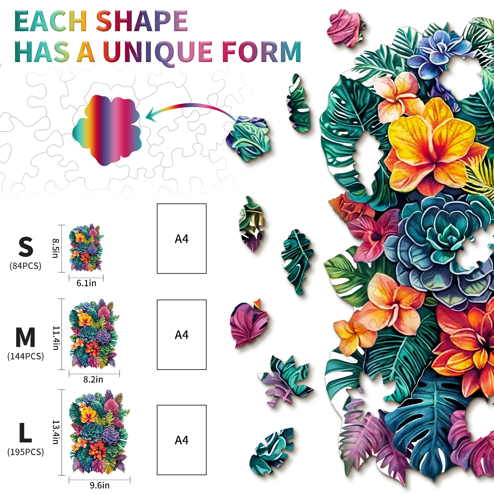 Wooden Jigsaw Puzzle – Large-leafed Plant - Image 5