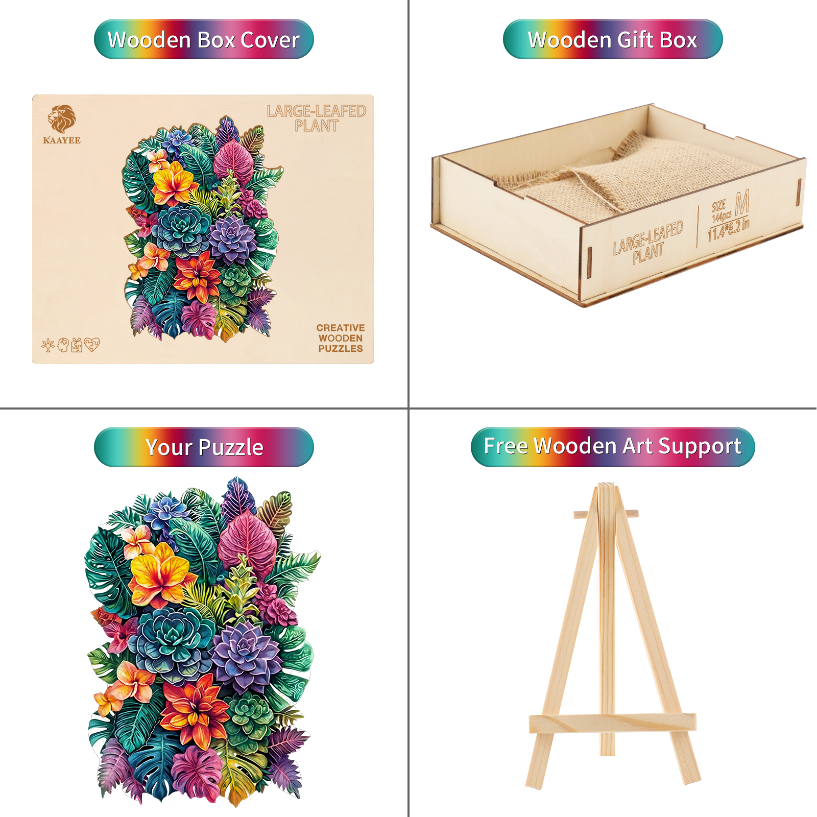 Wooden Jigsaw Puzzle – Large-leafed Plant - Image 3