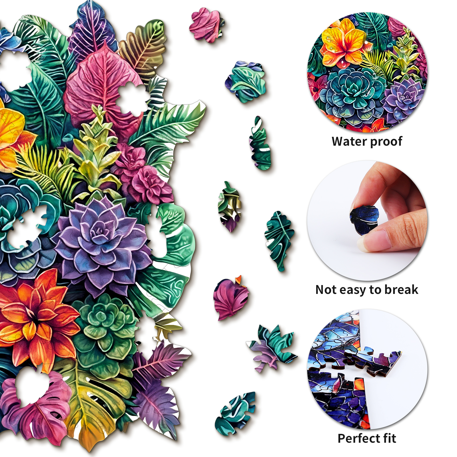 Wooden Jigsaw Puzzle – Large-leafed Plant - Image 2