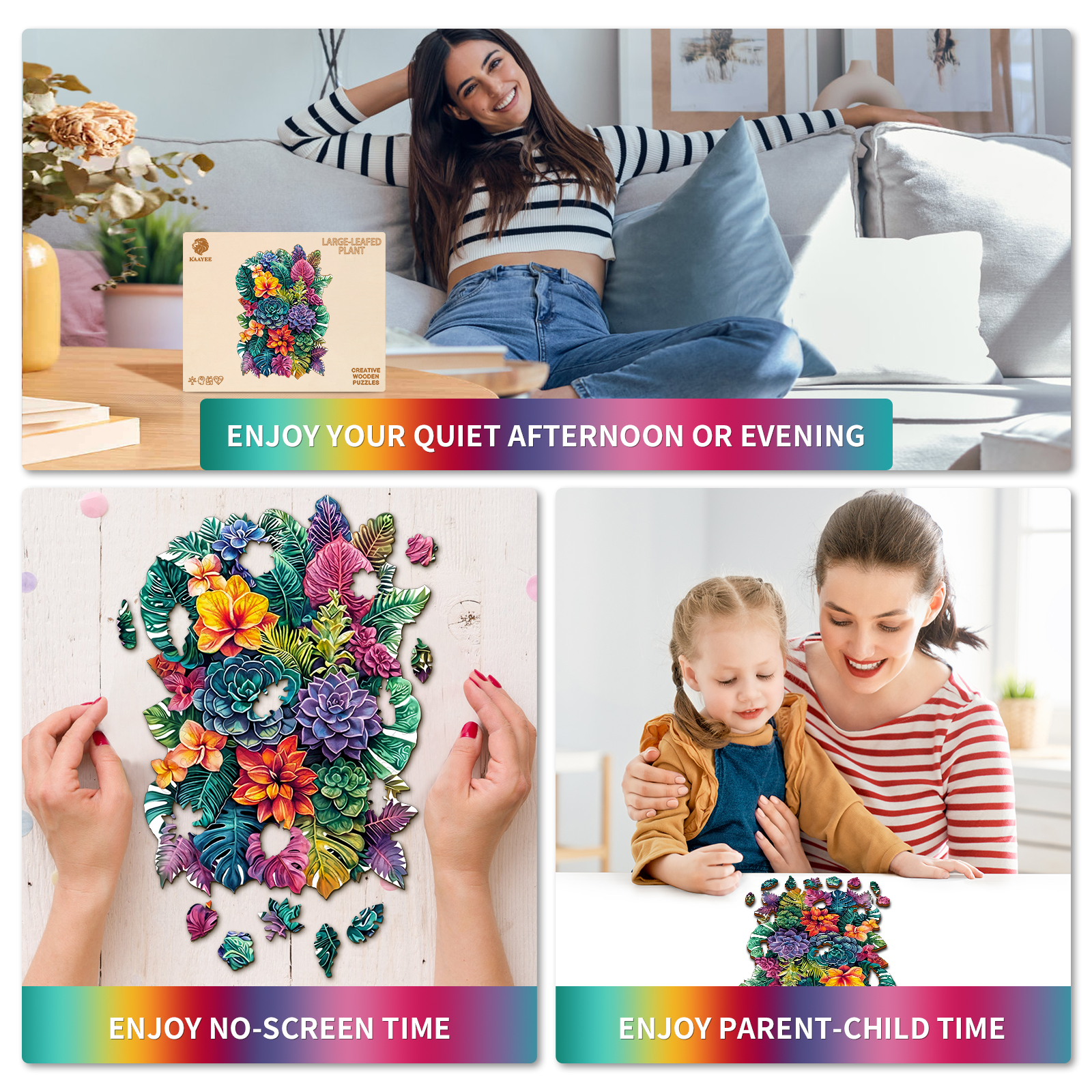 Wooden Jigsaw Puzzle – Large-leafed Plant - Image 6