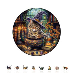 Alternative view of Wooden Jigsaw Puzzle – Magic Feline