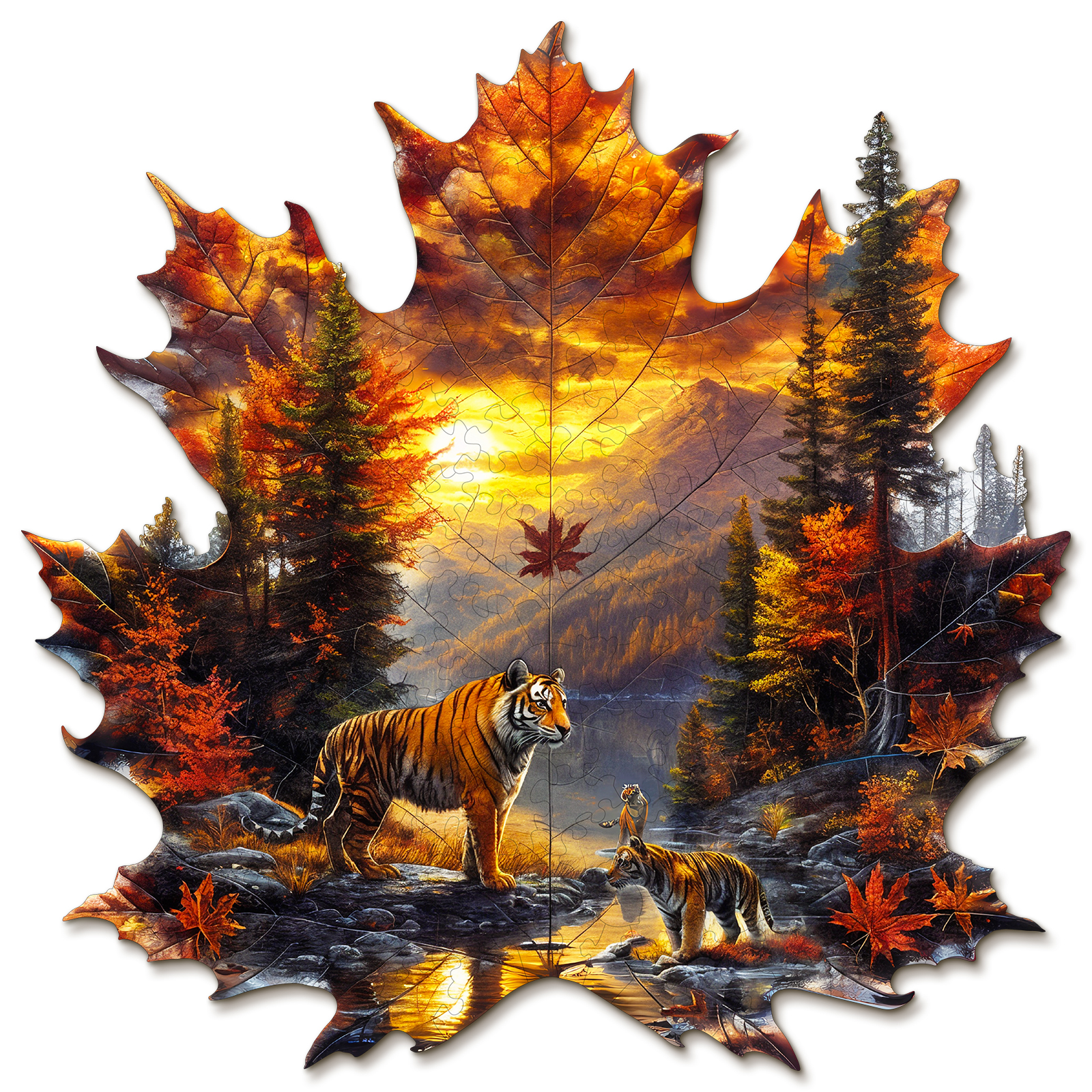 Wooden Jigsaw Puzzle – Maple Leaf Tiger