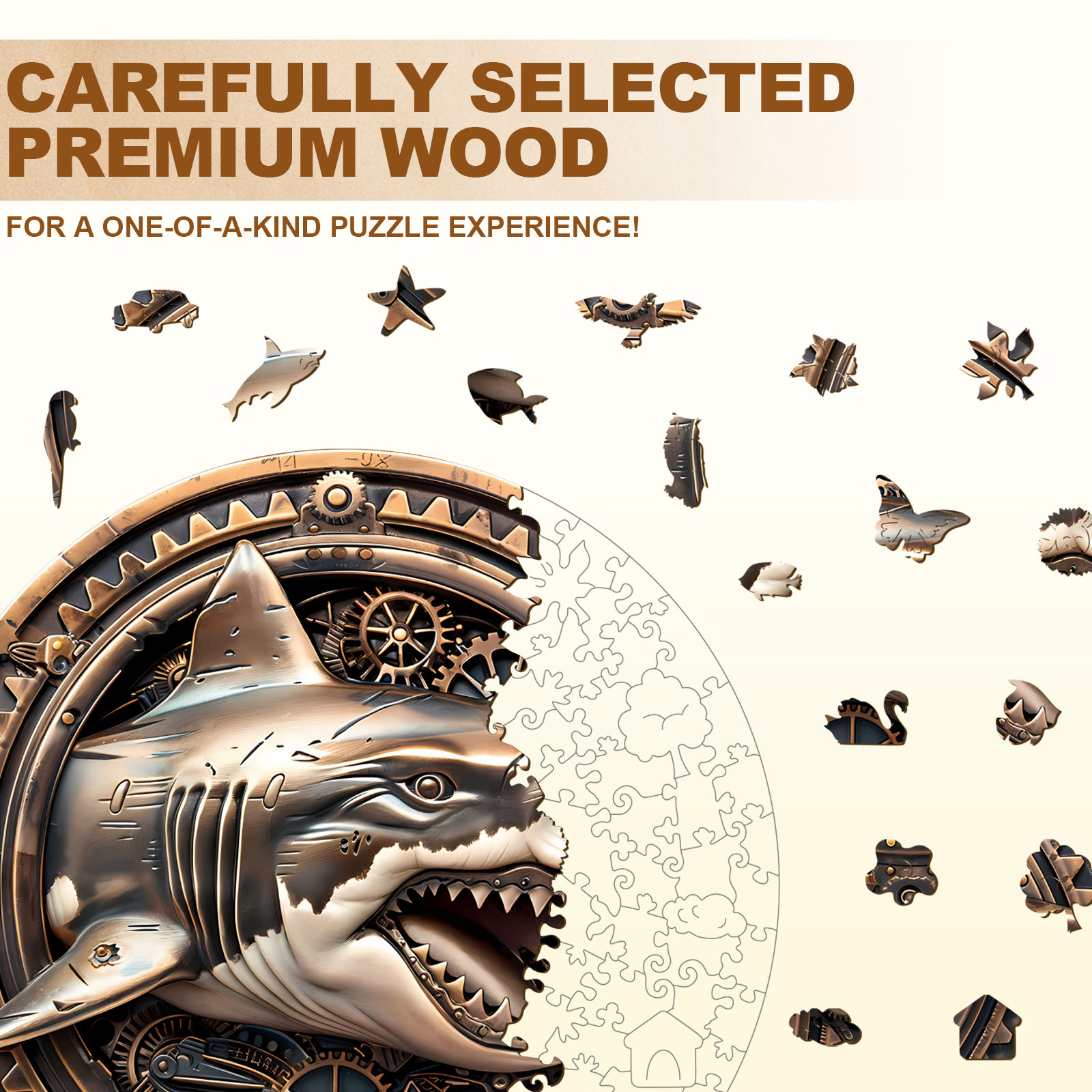 Wooden Jigsaw Puzzle –Mechanical Shark-2 - Image 5