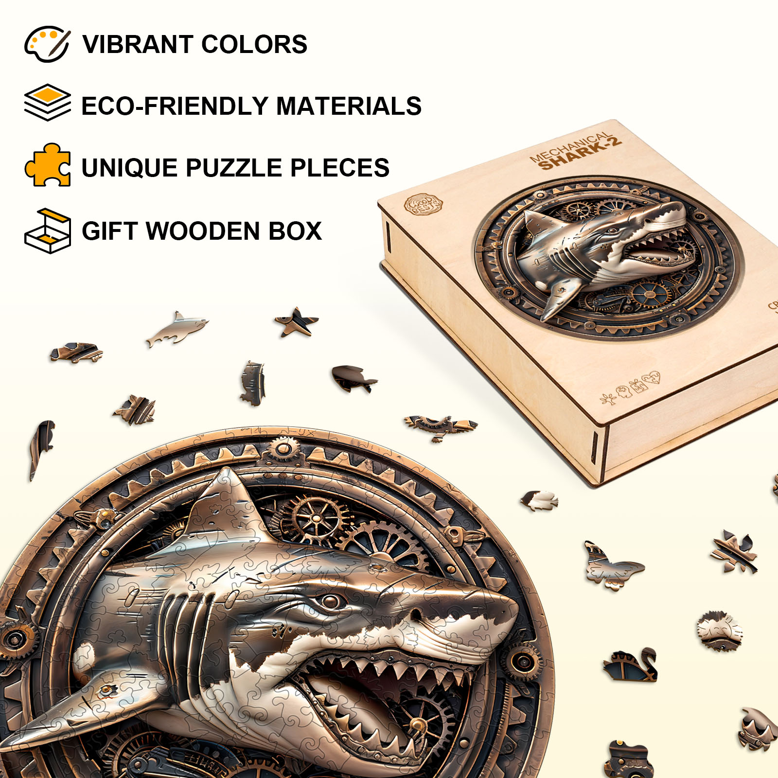 Wooden Jigsaw Puzzle –Mechanical Shark-2 - Image 4