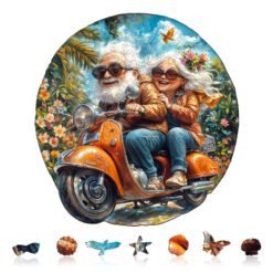 Alternative view of Wooden Jigsaw Puzzle – Motorcycle Granny-2