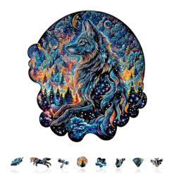 Alternative view of Wooden Jigsaw Puzzle – Nebula Wolf