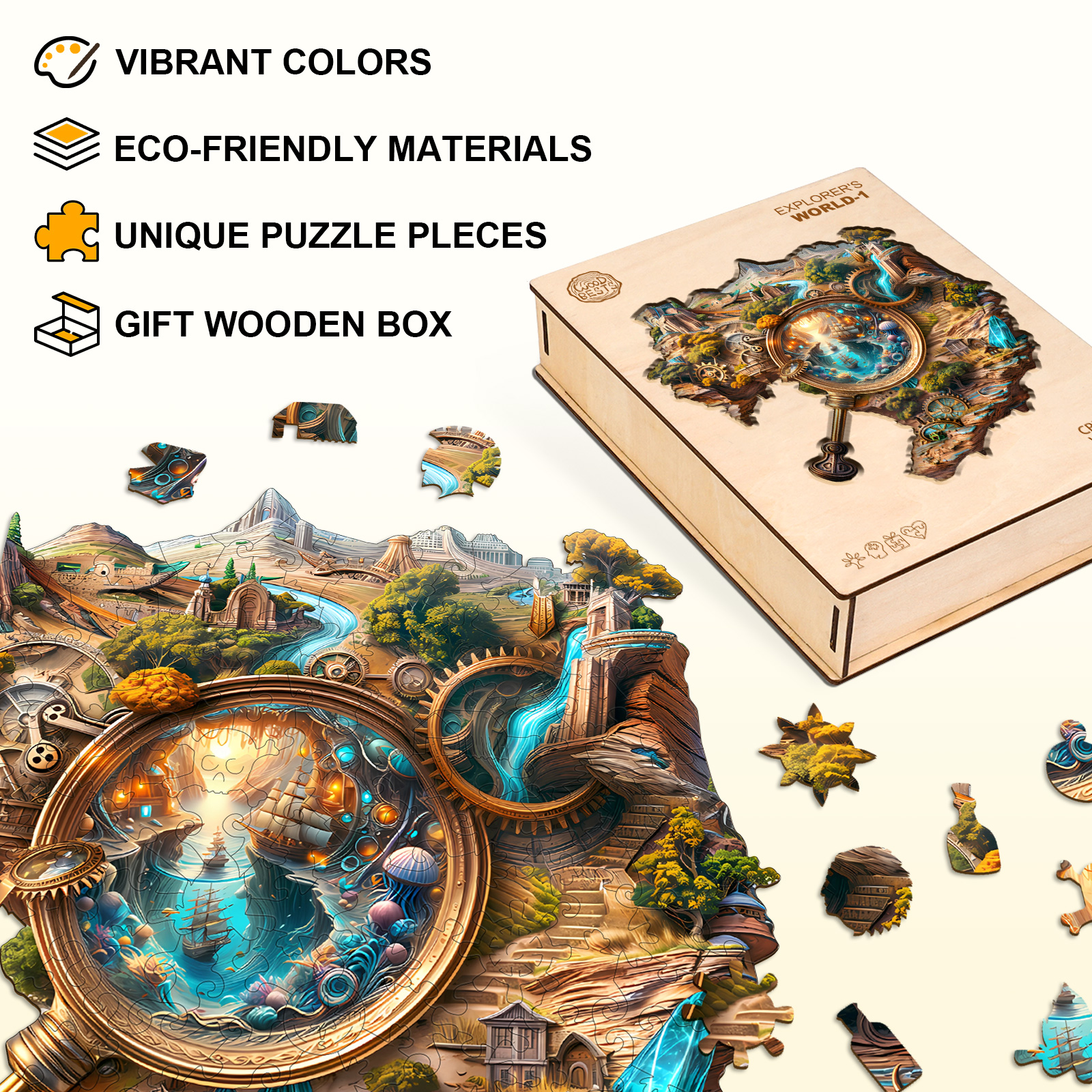 Wooden Jigsaw Puzzle – Explorer's World-1 - Image 6
