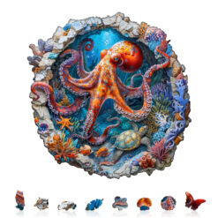 Alternative view of Wooden Jigsaw Puzzle – Octopus Haven