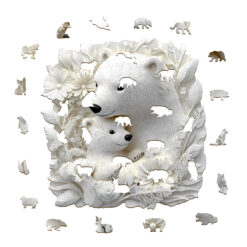 Alternative view of Wooden Jigsaw Puzzle – Parent child polar bear