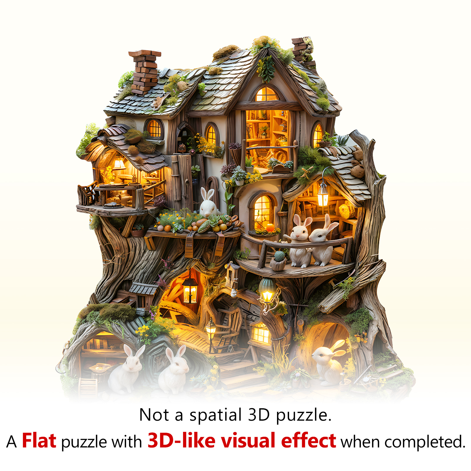 Wooden Jigsaw Puzzle – Rabbit's Tree House - Image 3