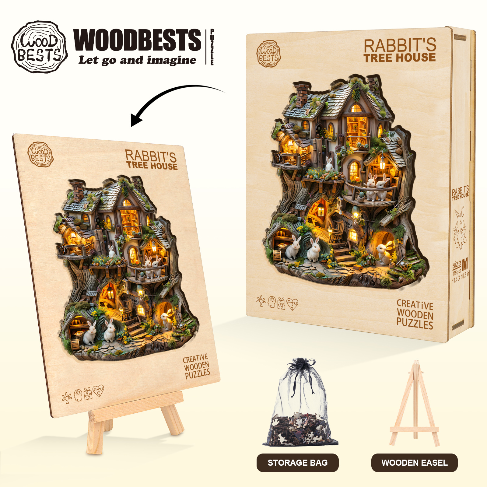 Wooden Jigsaw Puzzle – Rabbit's Tree House - Image 5